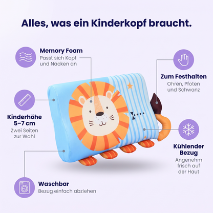DreamyPillow™ Kids – Memory Foam, Kinderhöhe 5/7 cm, kühlender und waschbarer Bezug